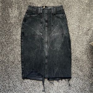 Free People distressed denim pencil skirt size 0